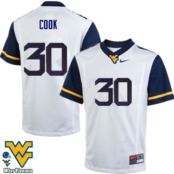 NCAA Men's Henry Cook West Virginia Mountaineers White #30 Nike Stitched Football College Authentic Jersey PL23K34XM